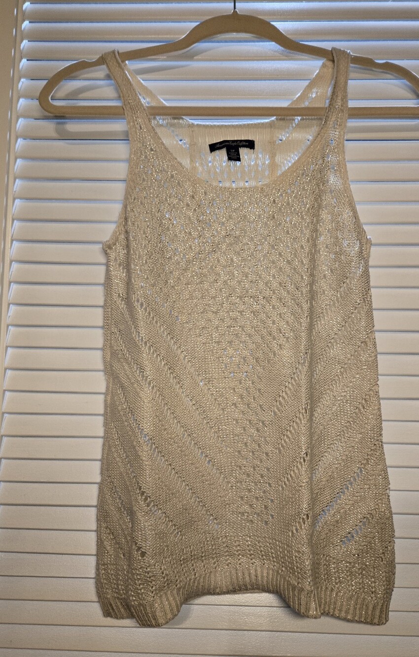 American Eagle Outfitters Metallic Sheen Embroidered Tank Top size S/P